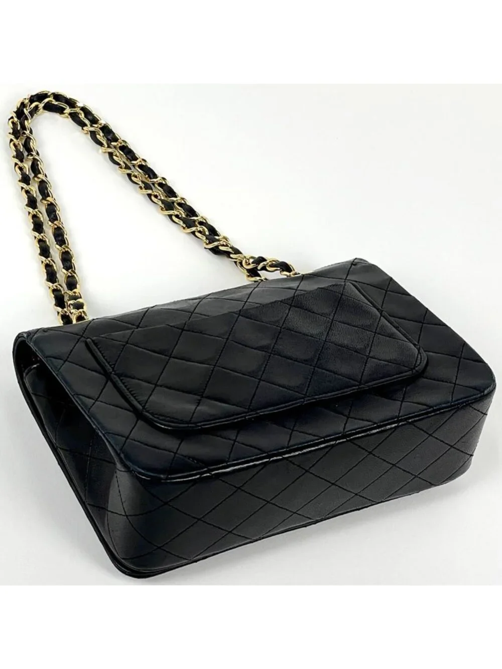 Chanel Quilted Single Flap Chain Shoulder Bag CC Logo Leather Black